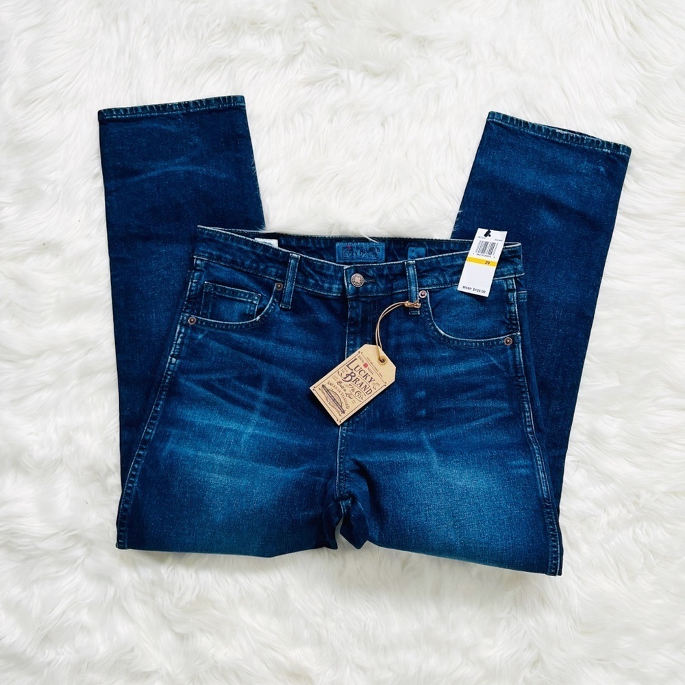 Lucky Brand Authentic Straight Crop Jean NWT dark blue